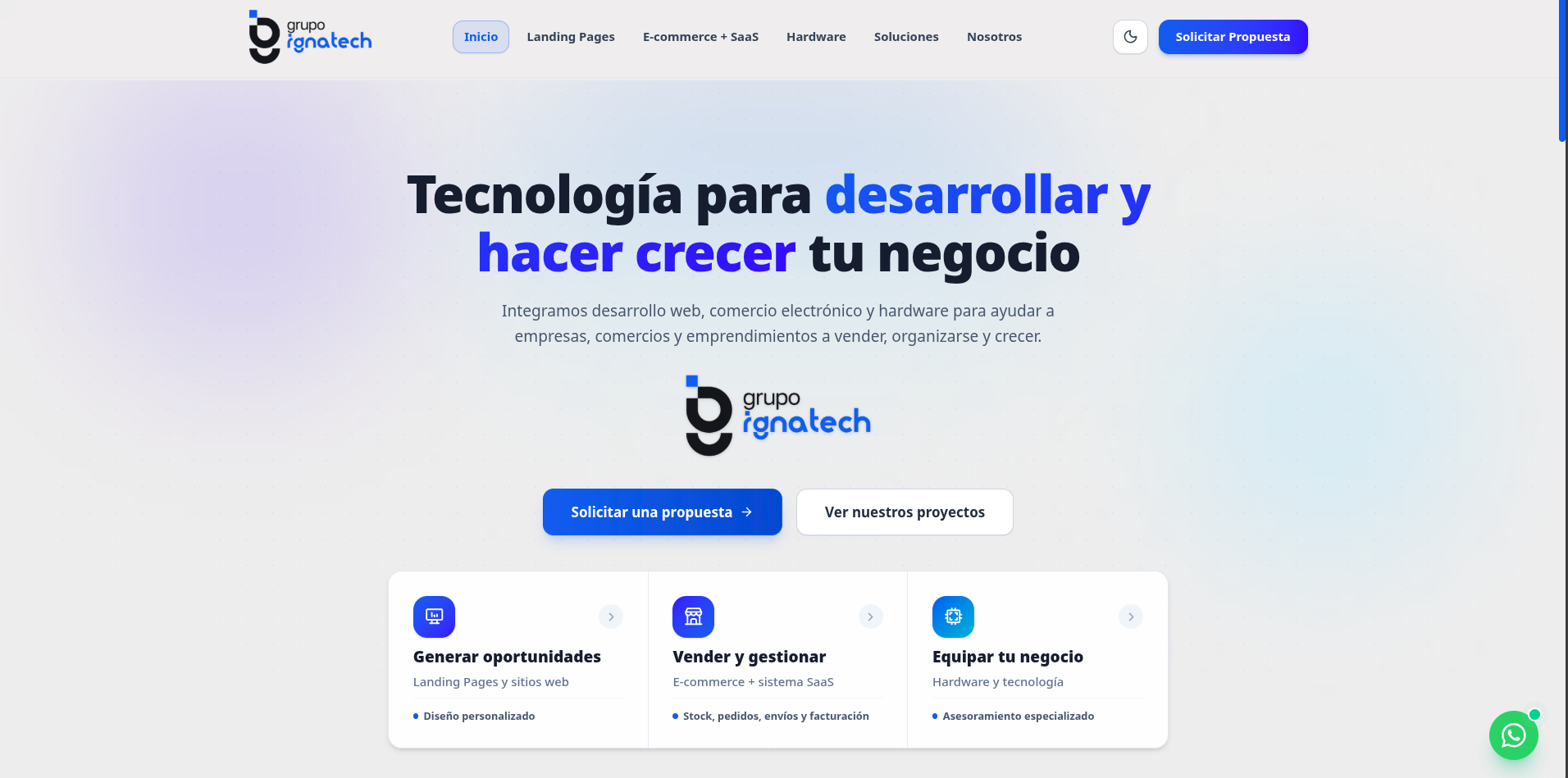 Landing Page Empresa de Software GrupoIgnatech